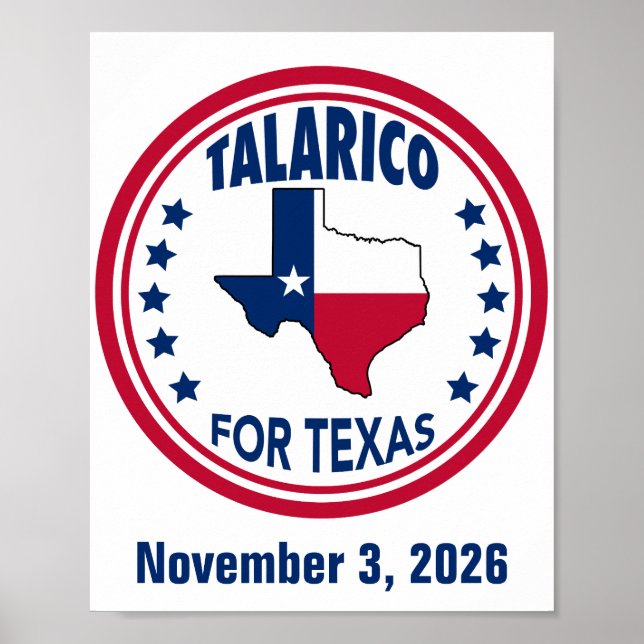 Talarico för Texas röda, vita och blåa val Poster (Framsidan)