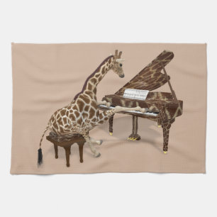 Talated Giraffe Plays Grand Piano Kökshandduk