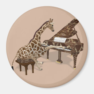 Talated Giraffe Plays Grand Piano Magnet