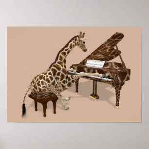Talated Giraffe Plays Grand Piano Poster