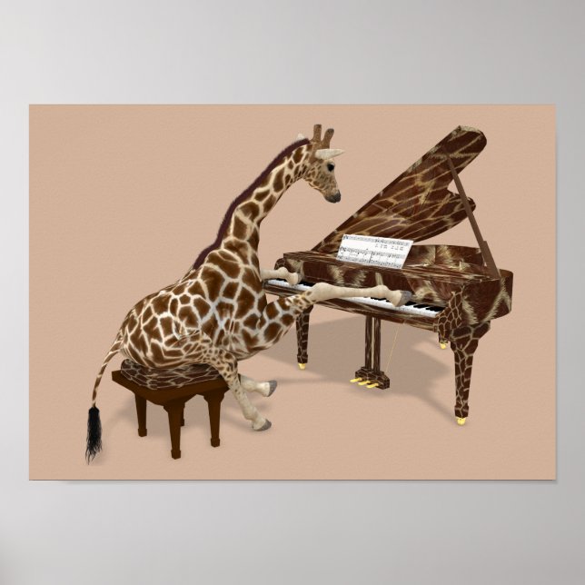 Talated Giraffe Plays Grand Piano Poster (Framsidan)