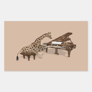 Talated Giraffe Plays Grand Piano Rektangulärt Klistermärke