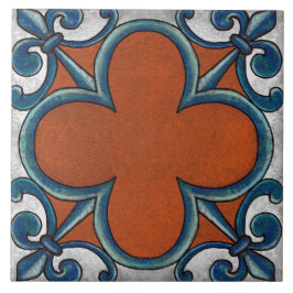 Talavera 07 Rust Blue Grey Mediterranean Geo Kakelplatta