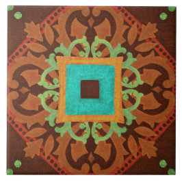 Talavera 08 Rust Blue Brown Mediterranean Geo Kakelplatta