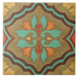 Talavera 13 Olive Green Aqua Mediterranean Floral Kakelplatta