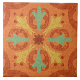 Talavera 16 Orange Rust Aqua Mediterranean Geo Kakelplatta