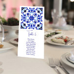 Talavera Azuejo blue tiles vintage bordsnummer<br><div class="desc">Talavera Azuejo-blåplattor vintage Mexikanska hacienda bröllop möhippa party-bordsnummer med gästlista</div>