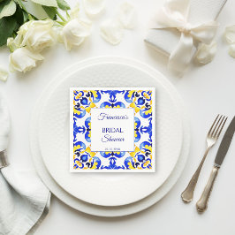 Talavera azulejo blåa plattor mexikansk bröllopsdu pappersservett