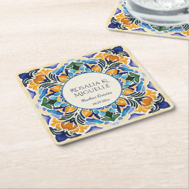 Talavera azulejo Blue tile favors vintage Mexikans Underlägg Papper Kvadrat