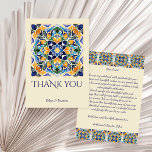 Talavera azulejo blue tile vintage Mexikanska bröl Tack Kort<br><div class="desc">Blå och brun färgad vintage Mecka bröllop talavera azulejo-plattor bröllop tack vare dina kort</div>