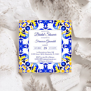 Talavera azulejo blue tiles Mexikanska möhippan Inbjudningar