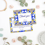Talavera azulejo blue tiles Mexikanska möhippan Tack Kort<br><div class="desc">Talavera azulejo (blåa gulter) vintage (mexikanska möhippan bröllop) tack vare kort,  blåa plattor (mönster),  blåa plattor (blåplattor),  grekiska plattor (mönster),  möhippa tack för kort)</div>