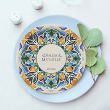 Talavera azulejo blue vintage Mexikanska monogram