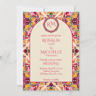 Talavera azulejo rosa kakel vintage mexikanskt brö inbjudningar