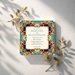 Talavera azulejo-vintagen Mexikanska bröllop Inbjudningar