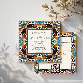 Talavera azulejo-vintagen Mexikanska bröllop Inbjudningar