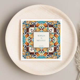 Talavera azulejo-vintagen Mexikanska bröllop Pappersservett