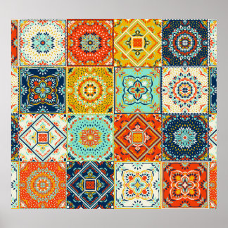 Talavera, Azulejos, Turkiska mosaic tapet. Poster