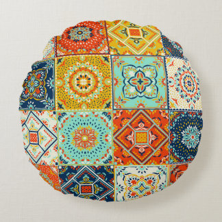 Talavera, Azulejos, Turkiska mosaic tapet. Rund Kudde