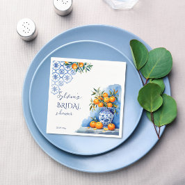 Talavera blå chinoiserie citrus bröllopsdusch pappersservett