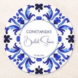 Talavera blå plattor Mexikansk möhippa Underlägg Papper Rund