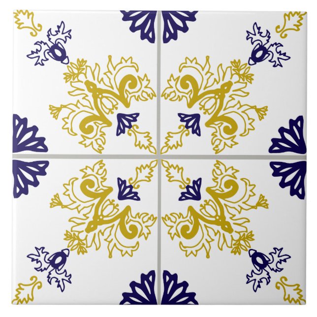 Talavera Blommig Medelhavsplattformsdesign Kakelplatta (Framsidan)