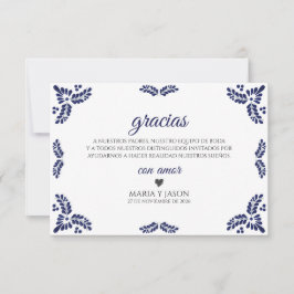 Talavera Blue Floral Minimalist Spanish Wedding Tack Kort