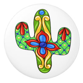 Talavera Cactus Ceramic Drawer Knob Knopp