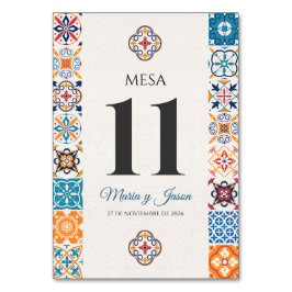 Talavera Colorful Floral Fiesta Spanish Wedding Bordsnummer