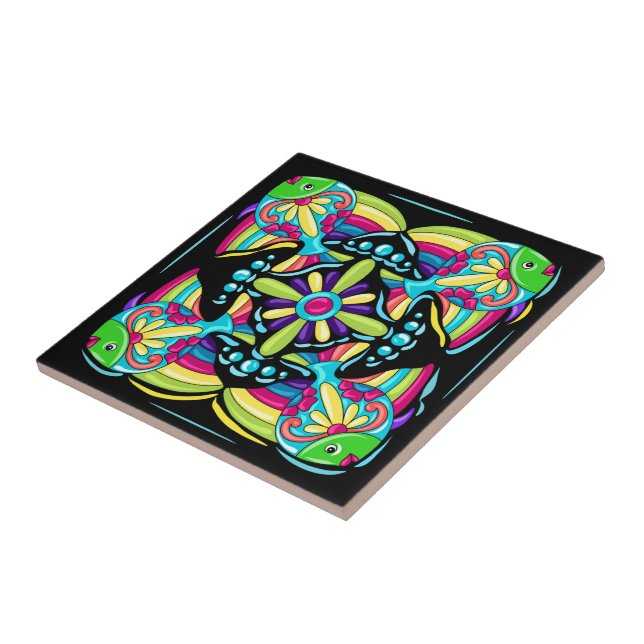 Talavera Fish Tile Design Kakelplatta (Sidan)