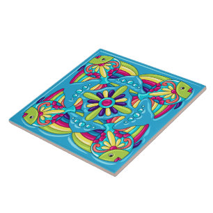 Talavera Fish Tile Design Kakelplatta