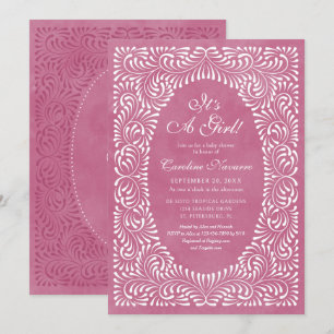 Talavera Flickor Rosa Fiesta Baby Shower Inbjudningar