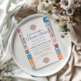 Talavera Floral Fiesta Spanish Wedding Invitation