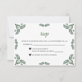 Talavera Green Floral Minimalist Spanish Wedding OSA Kort