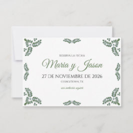 Talavera Green Floral Minimalist Spanish Wedding Spara Datumet