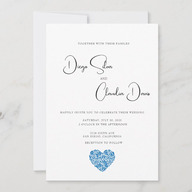 Talavera Heart Wedding-inbjudan Inbjudningar (Framsida)