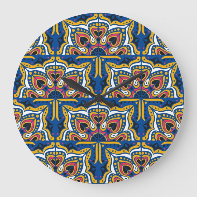 Talavera Indian Mosaic: Ceramic Seamless. Stor Klocka (Framsida)