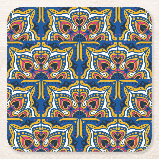 Talavera Indian Mosaic: Ceramic Seamless. Underlägg Papper Kvadrat (Framsidan)