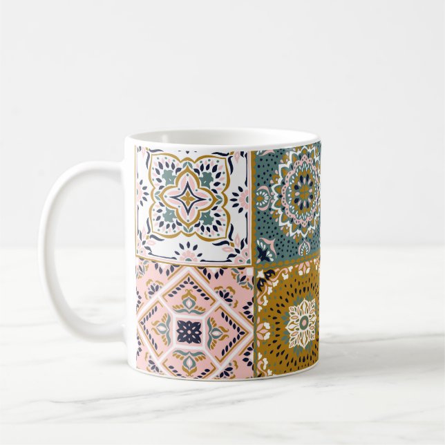Talavera Indian: Patchwork, Ethnic Mosaic. Kaffemugg (Vänster)