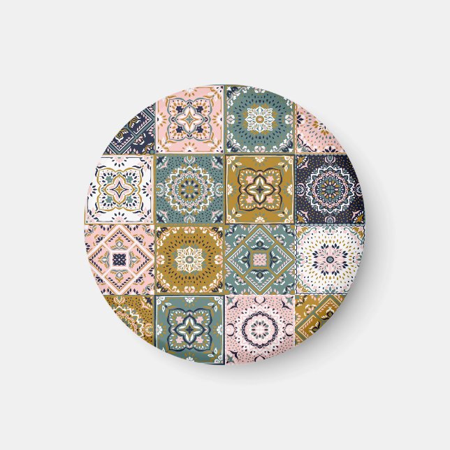 Talavera Indian: Patchwork, Ethnic Mosaic. Magnet (Framsidan)