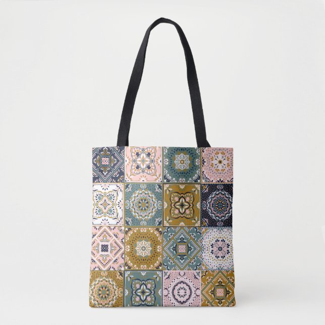 Talavera Indian: Patchwork, Ethnic Mosaic. Tygkasse (Framsida)