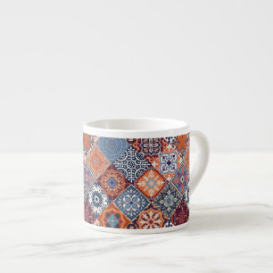 Talavera Kakel Orange himmel marinblå vinröd Espressomugg