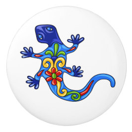 Talavera Lizard Ceramic Drawer Knob Knopp