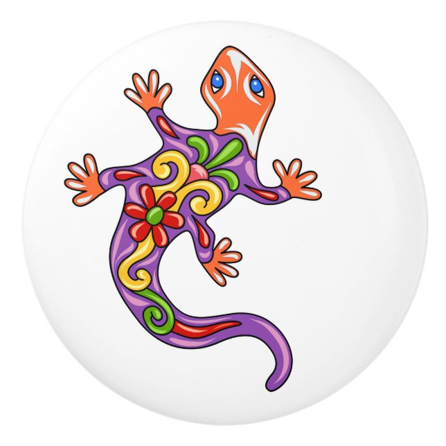Talavera Lizard Ceramic Drawer Knob Knopp (Framsidan)