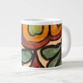Talavera Mexikansk pottery Brown grönt guld Jumbo Mugg