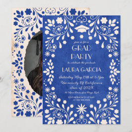 Talavera mexikansk Royal Blue examensfoto Inbjudningar