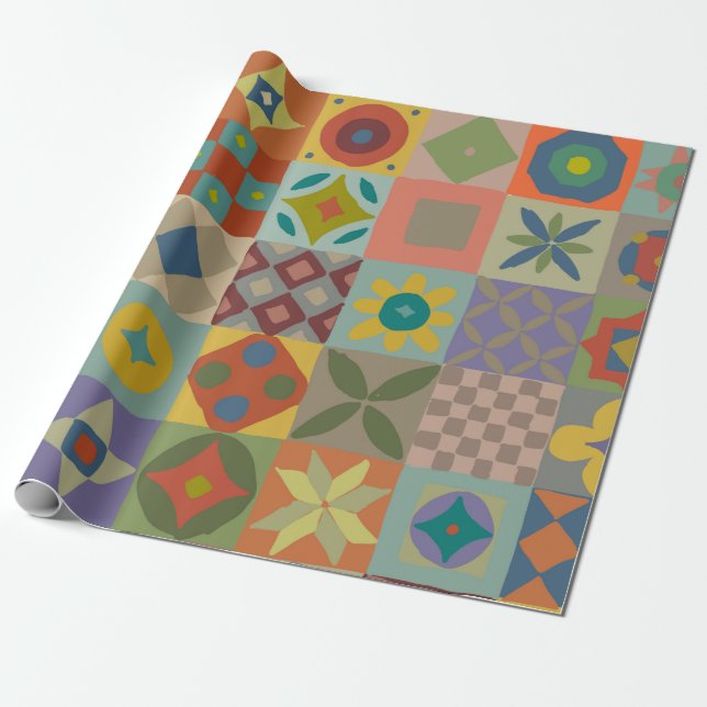 Talavera mönster. Indiskt lappverk. Turkiska ornam Presentpapper (Utrullad)