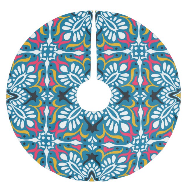 Talavera Mosaic: Multicultural Seamless Tapet. Julgransmatta Borstad Polyester (Framsidan)