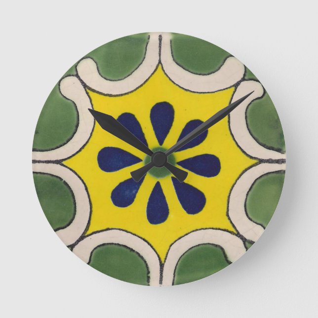 Talavera panel i grönt och gult rund klocka (Framsida)
