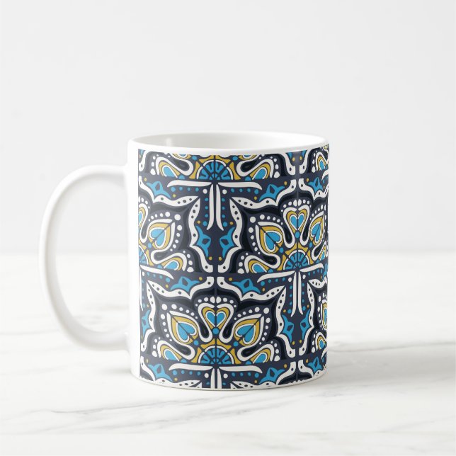 Talavera pattern. Indian patchwork. Azulejos portu Kaffemugg (Vänster)